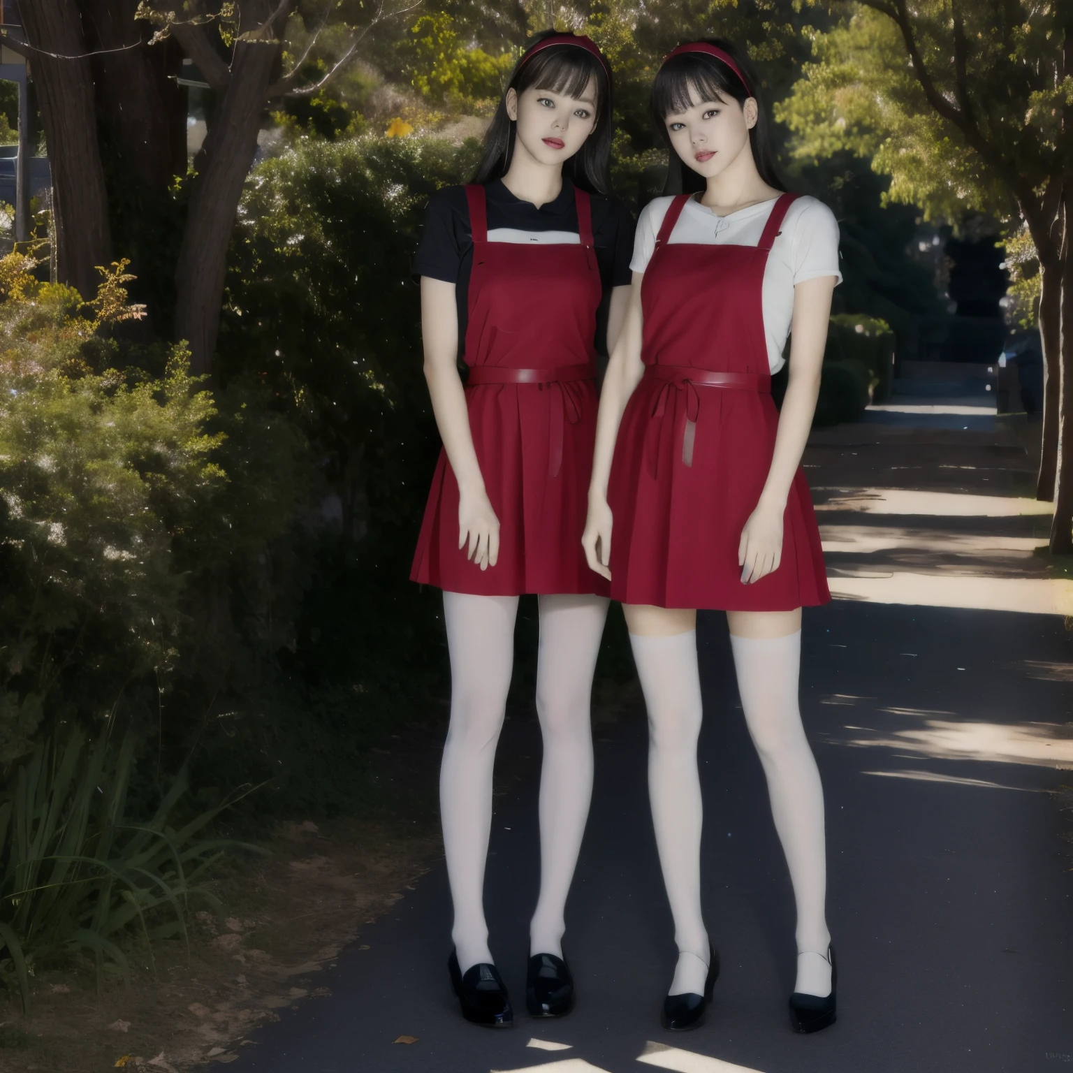 (Detailed CG、Unity、8K Wallpaper)、(Very delicate and beautiful)、(masterpiece)、(highest quality:1.2)、(超A high resolution:1.3)、(Beautiful realistic Asian)Beautiful thighs、Realistic Shadows、Fine skin、Very detailed、Detailed face and eyes、Realistic eyes、Sharp pupils、black tights、Black leather shoes、White apron、Pink ribbon、
