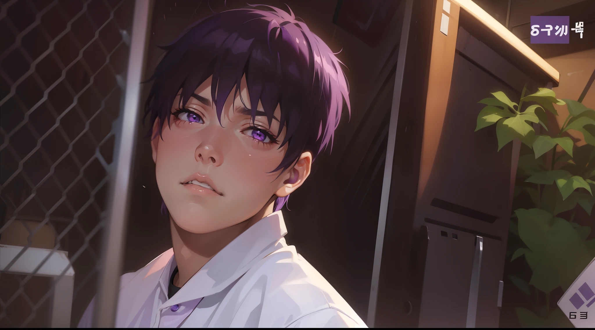 17 year old purple eyes purple hair sad upset