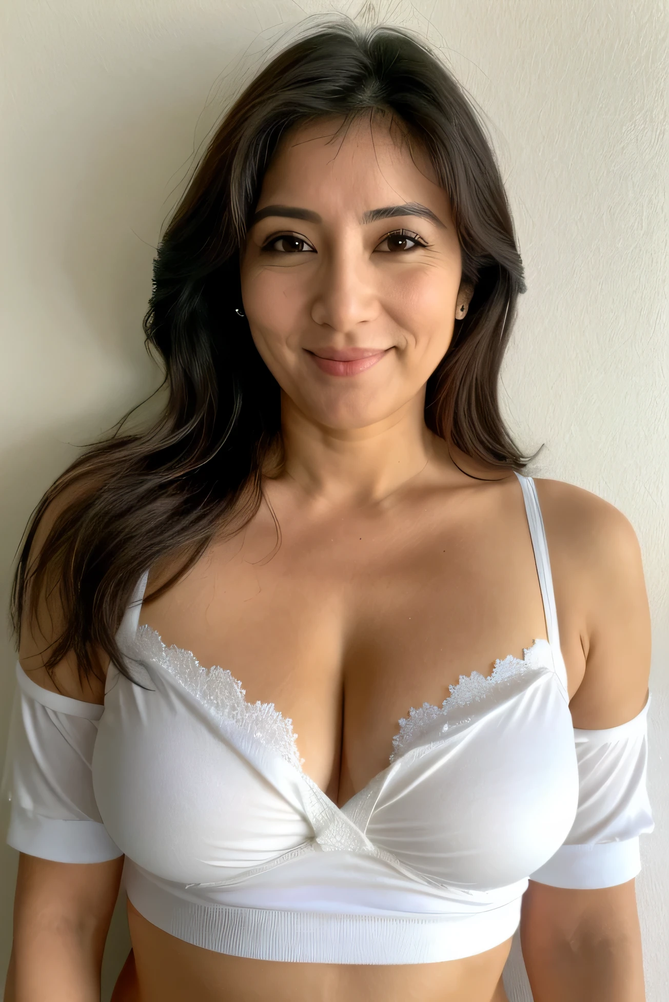 (melhor qualidade)), ((obra de arte)), (detalhado), rosto perfeito,de uma mulher japonesa de 47 anos, com um pijama, sexual
