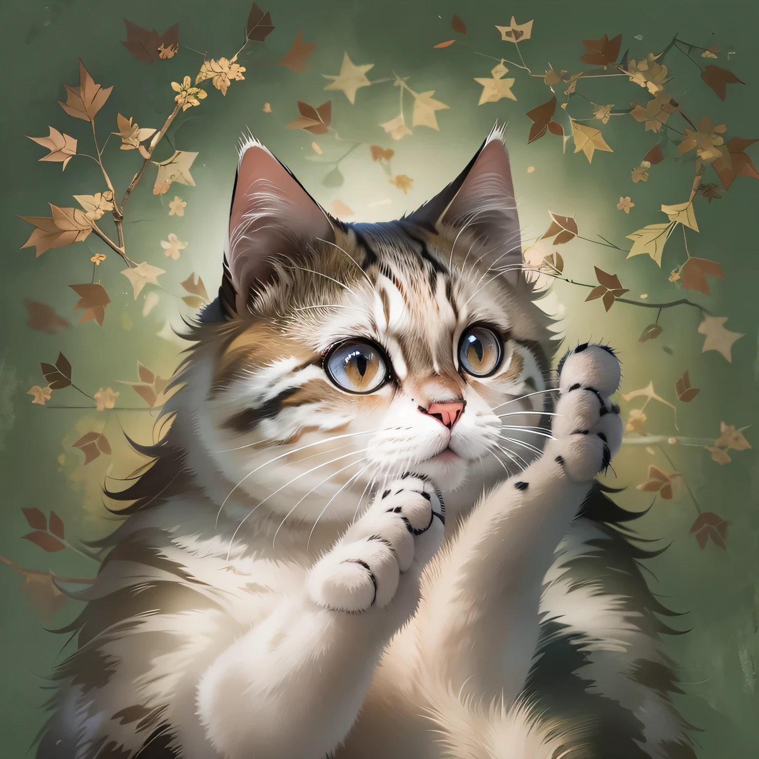 A cat that puts its hands together to say thank you and express gratitude.