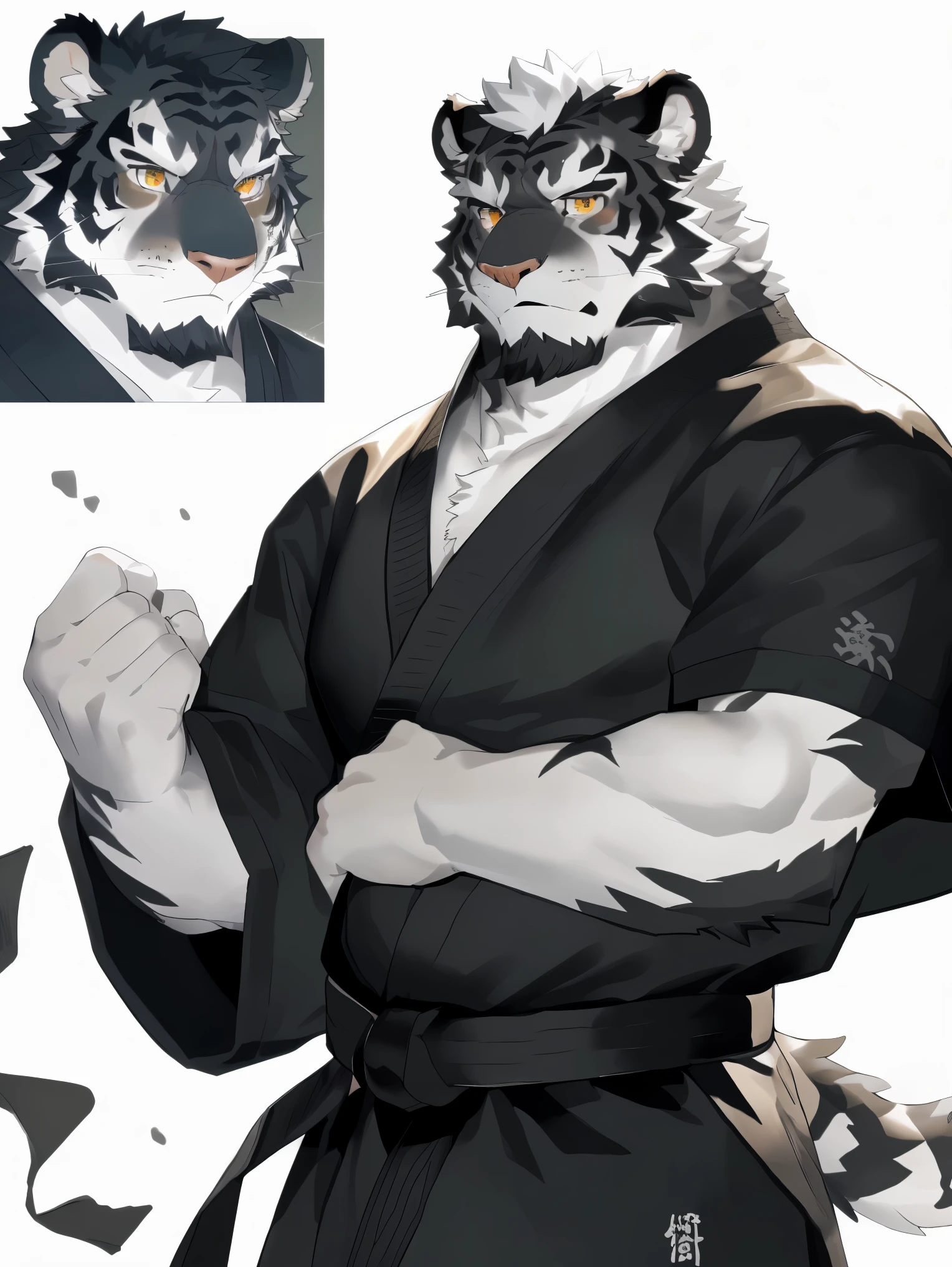 (White skintiger),(上Half Body赤裸:1.7),(martial arts衣服:1.4),(Holding a long sword),(Awesome posture),Standing calmly,(The background is a city with an ancient atmosphere,There are busy vendors in the city:1.8),(Abdominal muscles),heroic posture飒爽,完美的masterpiece,Various facial details,Close-up view,specific description,masterpiece,(cg),(Golden Eyes),Black and white pattern,Black and white tail,,heroic posture,tiger,Black and white fur,Concrete facial details,Half Body,(Chang Ling),((middle aged)),(Face Focus),(16k),(HD),black and white belly,temple,beard,(Face lines),(Heterochromia,),(Black and white hair),(Strong:1.2),(muscle:1.3),(high resolution:1.3),(Close up),(Detailed face:1.5),Perfect details,(Half Body),(Detailed depiction of the face:1.5),(Zoom in on the face:1.5),(白色Face lines:1.2),(黑色beard:1.3),(White face:1.6),(white body),(White skin,black strips:1.3),(White cheeks:1.5),(The skin color of the face is white:1.3),cg,(The smell of quacks:1.3),(martial arts:1.5),(Knight:1.5),(Realism),Wine jug around the waist,