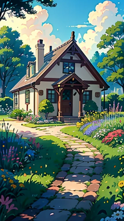 Step into a world inspired by Ghibli, In this fascinating digital painting，In soft sunlight，A magical floral garden house bursting with vibrant flowers. 🎨🌷 Immerse yourself in the beauty of nature.
🌸 Explore the whimsical gardens of Ghibli&#39;s dreams.
☀️ Bathe in the radiance of a sunny day in pixels.
🏡 Let this beautiful number take you into a blooming paradise...