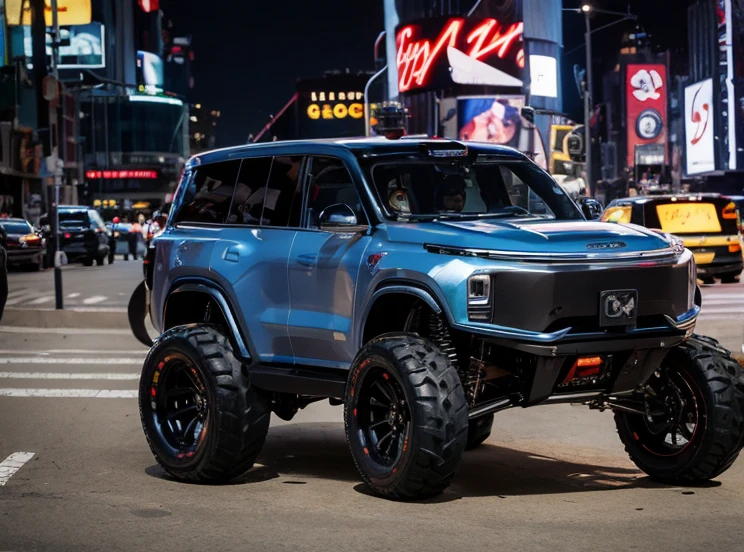 Electric Guitar Motorcycle with Monster Truck Wheel on New York City 