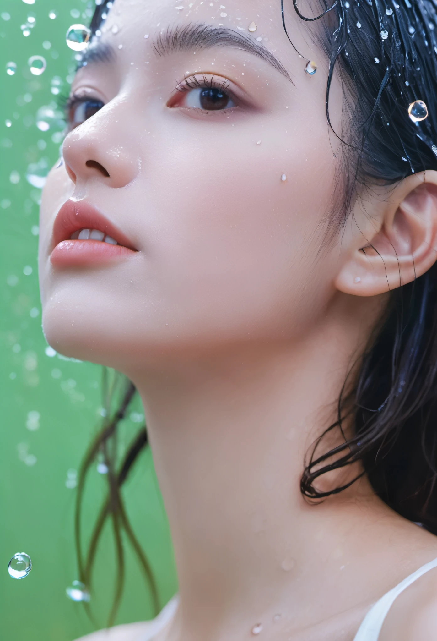 xxmixgirl, 1Girl wet T-shirt water drops, Splash Detail, Surreal dramatic lighting (commend, simulation), kodak film,author:Brandon Woelfel Ryan McGinley