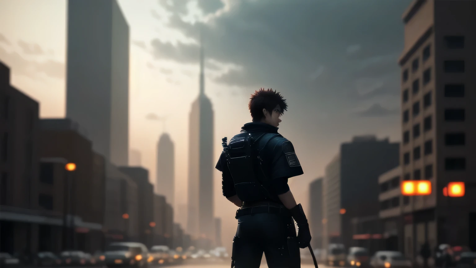 (best quality,4k,8k,highres,masterpiece:1.2),ultra-detailed,realistic, vivid colors,cowboy bebop, cowboy shot,classical, stylish, vintage, tinted colors, dimly lit, intense expressions, futuristic cityscape, spaceship, space bounty hunters, dramatic poses, action-packed, urban dystopia.