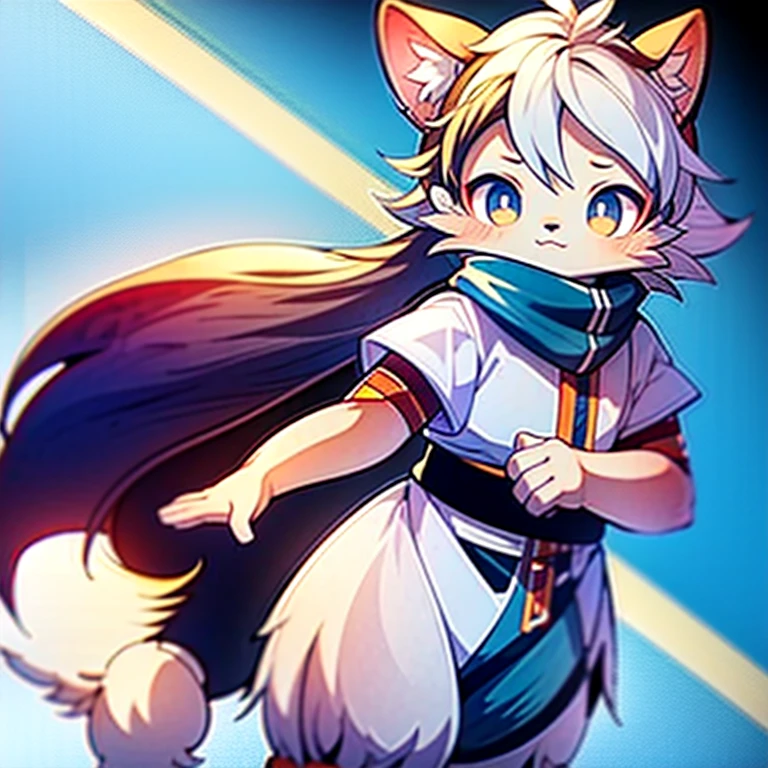 White Bear Fairy、Background blue、kawaii、Chibi Chara