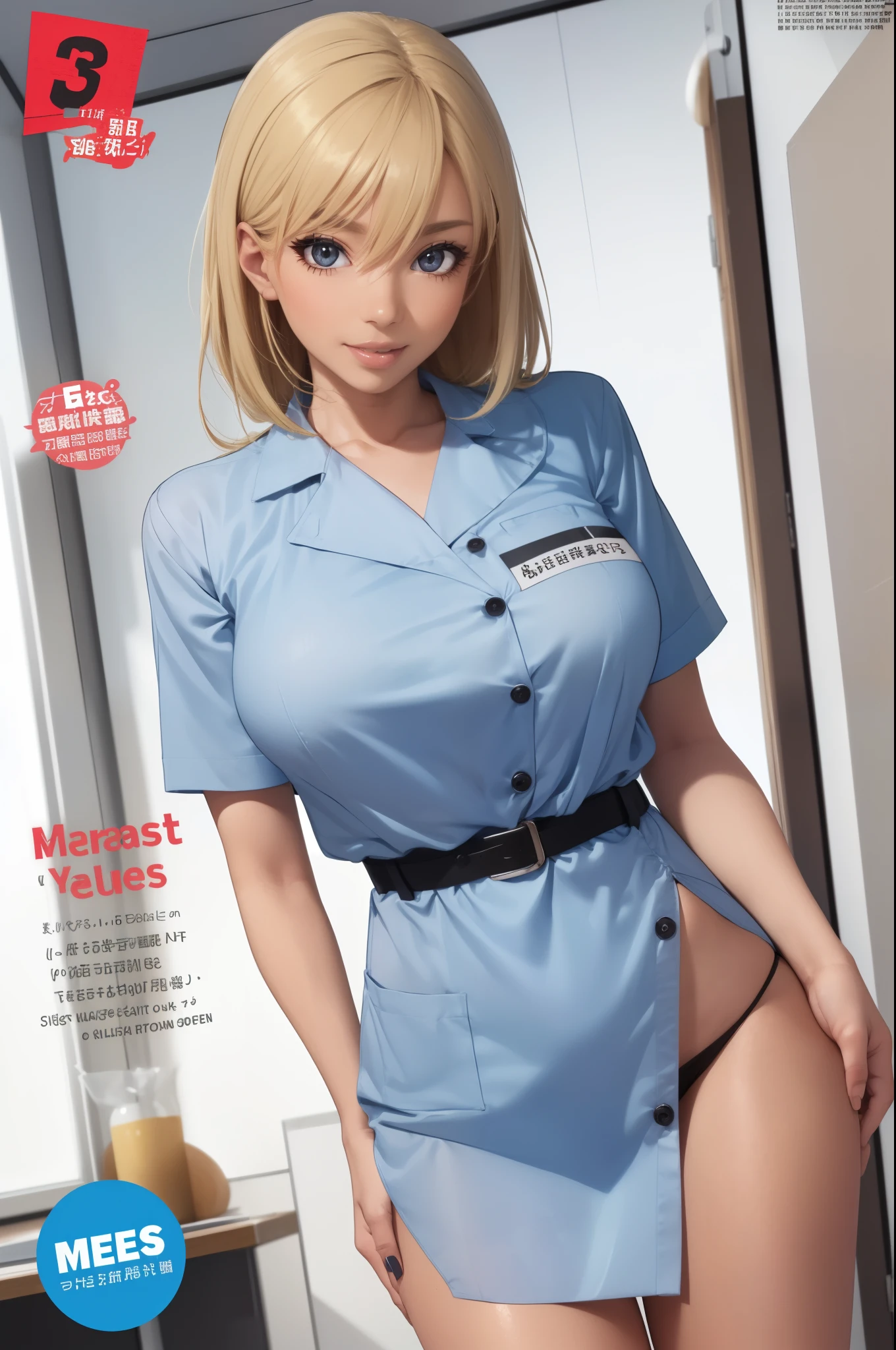 ((masterpiece)),(((best quality))),((character design sheet)),((rough sketch)),((vulgar)),(magazin cover)thick thighs,african girl,smile,((between breasts)),pussy juice,((wearing an Wet sexual nurse uniforms and nurse cap)),shirt harf lift,milking