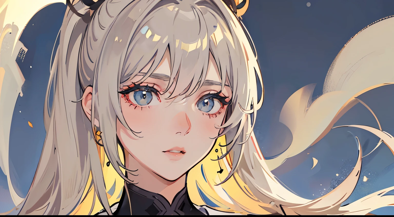 (Portrait:1.4), (masutepiece:1.2, Best Quality:1.2), bottom-up, Full body, 1 girl with sand blonde ponytail hair, Solo, Looking down, Face Focus, Extreme facial details, Cool eyes, extremely detailed eye, goodlooking, makeup, Fingers on lips, grey Eyes, Thin, slim, white fur coat, Black tights, earrings, (Marco) Cafe)