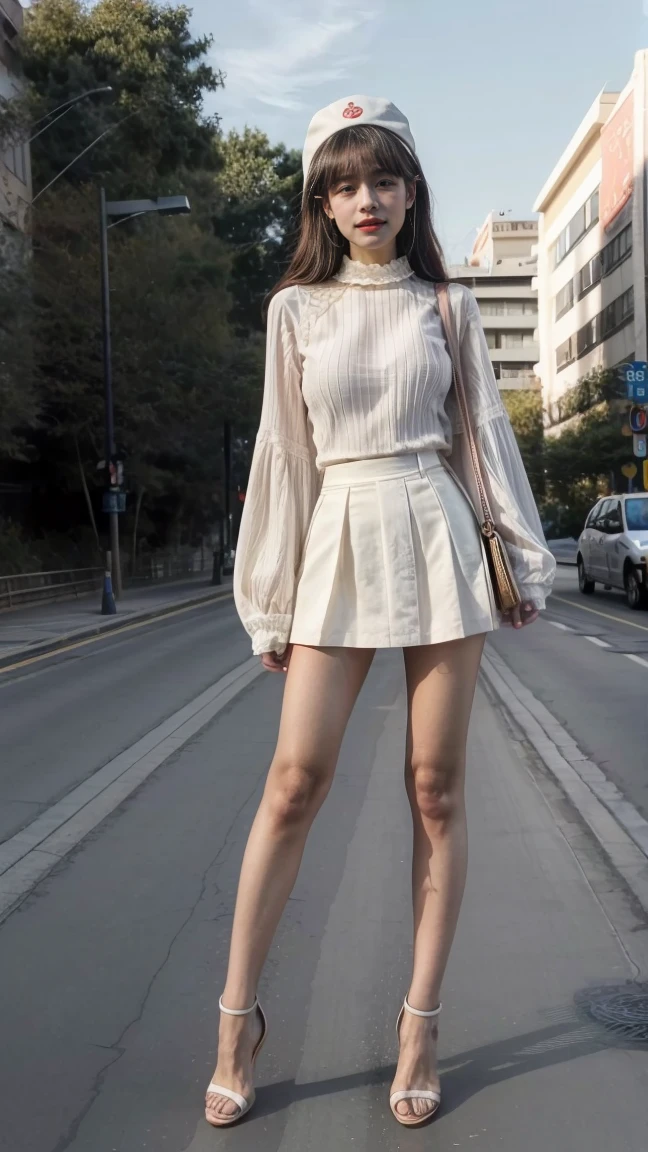 8K、Ultra HD resolution、Inspired by Asian female stars、movie stills、Dramatic、ridiculous、(best quality、Ultra HD resolution:1.3)、(original photo:1.5)、(Full body female love:1.3)、Standing by the river at night、searchlight、1 beautiful woman、Real People、Real face、With a baseball cap、Very detailed脸部细节、Exquisite eyes、smart eyes、Double eyelids、red puffy eyes、Fake laugh、Perfect body、toned muscles、Muscle lines、stylish fashion、(sophisticated fashion、complimentary colours、pattern、stripe、hollow、Lace、pattern)、Sexy miniskirt、Sexy long legs、Glamorous heels、Standing、Wet clothes、Very detailed,Detailed details、every detail、Ultra HD resolution、Natural Light