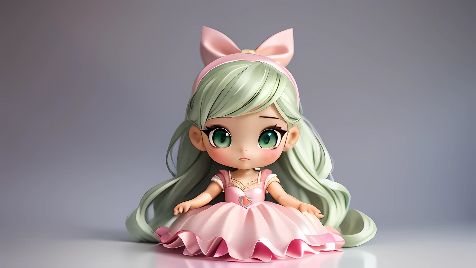 a drawing of a in a pink dress, artdoll, ballerina, pink ballerina, dollpunk, ballet style pose, cute cartoon style, cute cartoon, prima ballerina, 🎀 🪓 🧚, dressed as a ballerina, artstatio, hana alisa omer, katelynn mini cute style, ballet, chibi girl, anime chibi, artstatiom,8k,green eye,golden satin hair