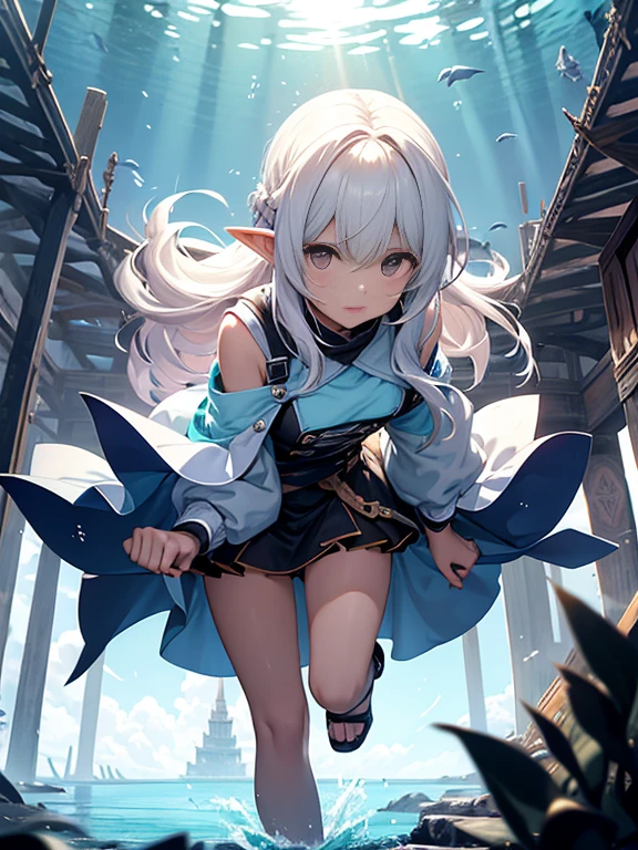 solo, smile, cowboy shot, <lora:firefly-v2-kozue:0.8> 1girl, blue eyes, grey hair, long hair, hair ornament, black hairband, <lora:OrganizationXIIICoat:1> Organization XIII Coat, hood down,, ultra detailed, masterpiece, best quality, aesthetic, detailed,