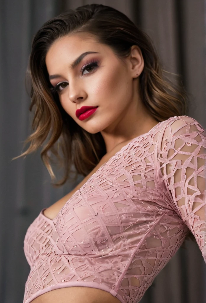 (masterpiece),((natural, soft lighting during the night)), 33 yo, brazillian fashion supermodel,((best high quality real texture skin)),(Highly quality texture hair(slicked to the side)Intricately detailed:1.44)),(perfect proportions),(anatomically correct),((perfect female body)),((firm normal full breasts:1.2)),slim face,beautiful cheekbones,((long legs)),(swell- body),(Super beautiful face),(realistic face),(highly detailed face),absurd,(Intricately detailed eyes),(tired and sleepy and satisfied:0.0),a woman's eye with a digital rendering,realistic eyes,perfect round eyes,finely detailed pupils,BREAK(brown_eyes),detailed lips,((red_lipstick)),(pink_makeup:1.33),(Detailed nose),full bodyesbian,dark shot:1.2,((Intricately detailed crop top shirt:1.18)),((highly detailed mini party dress:1.35)),dynamic pose),(((side view))),look at the viewer,(Erotic,dynamic pose:1.4),On the night club ,
