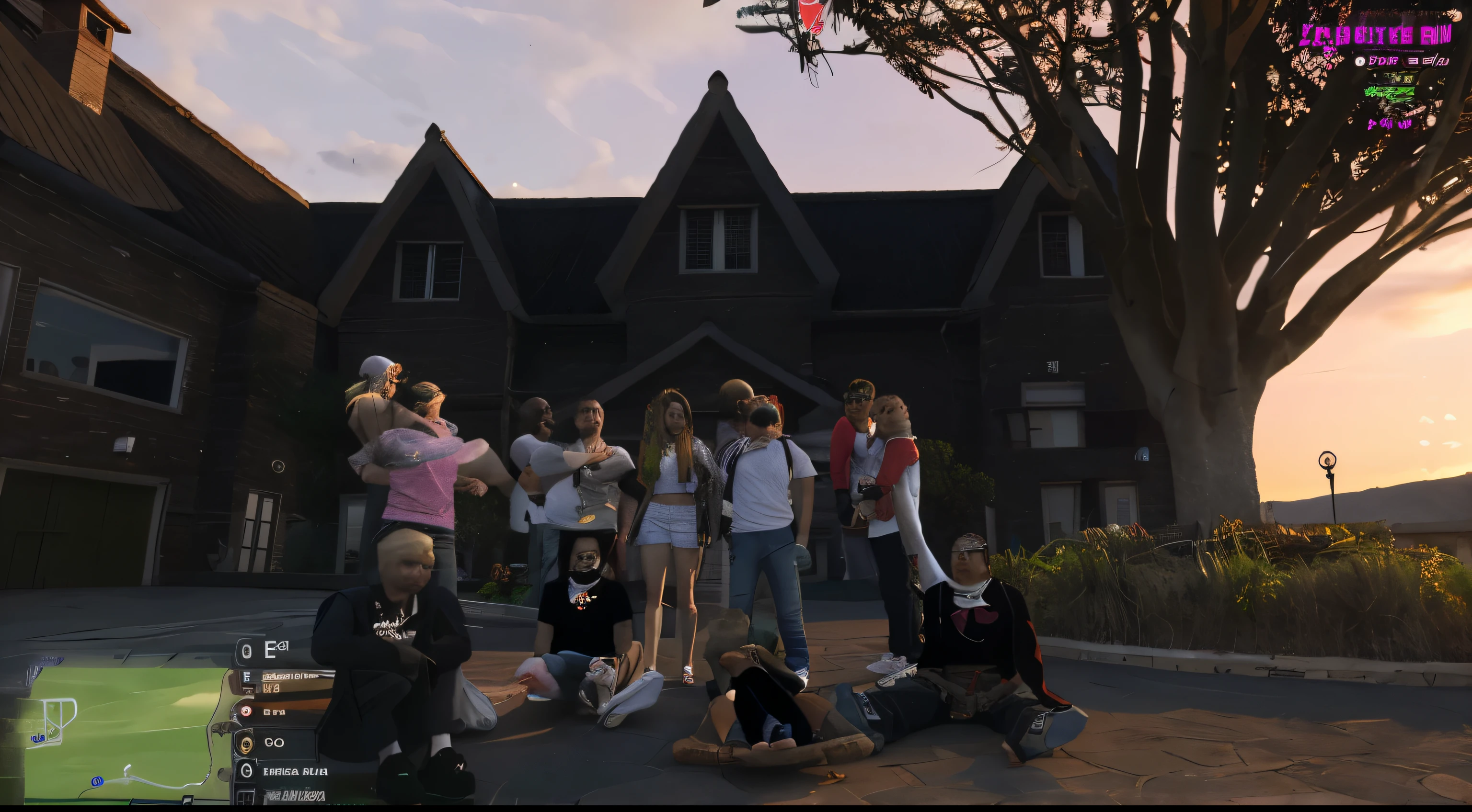 hay mucha gente posando frente a una casa