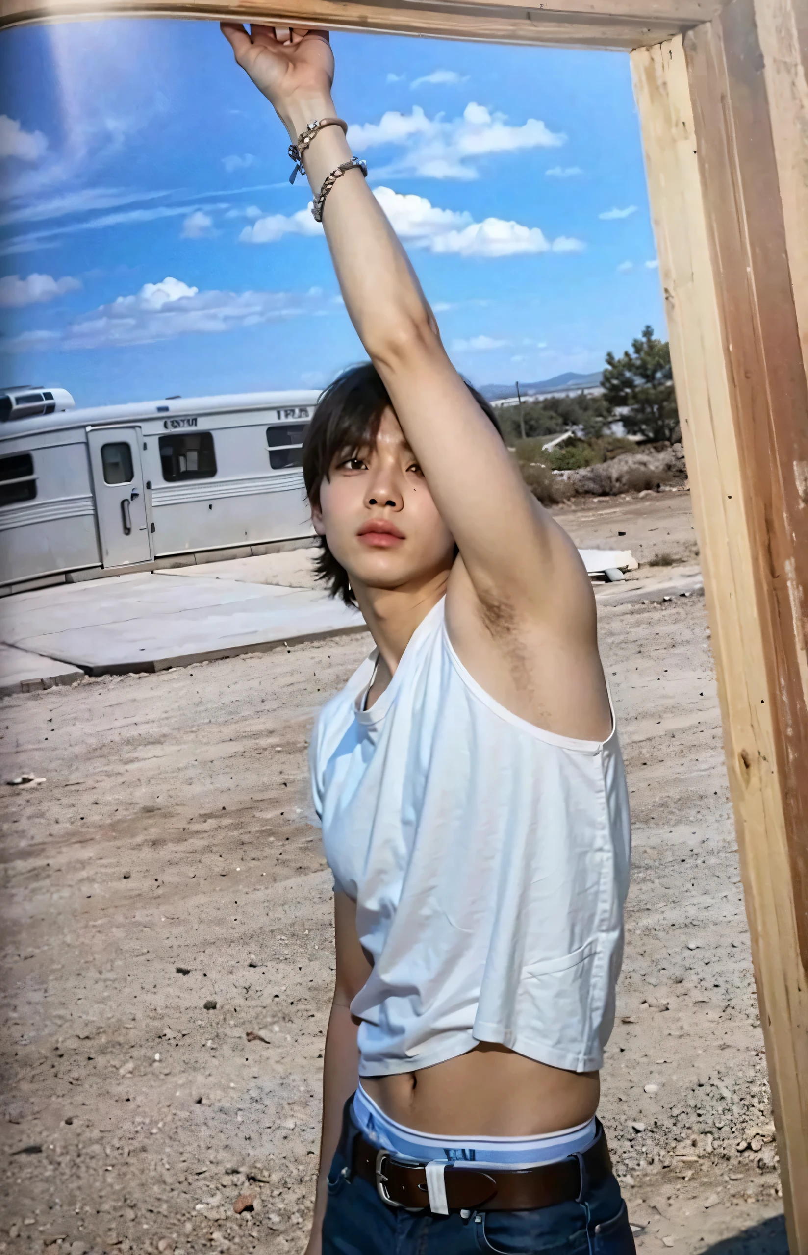 Boy wearing jeans and t-shirt
