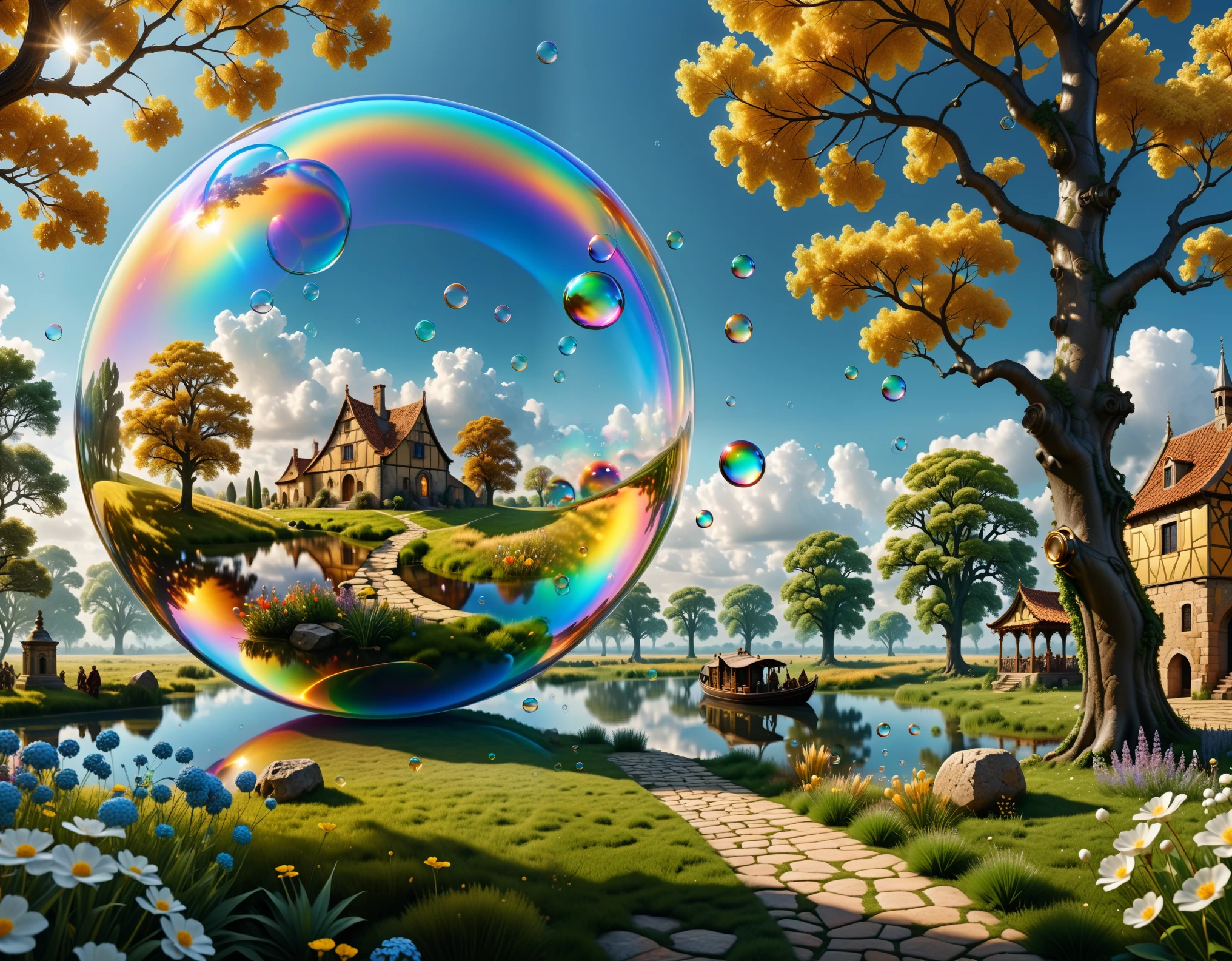 ((landscape)), dramatic angle, (((history))), history inside many floating bubbles, eras streaming, ancient, middle age, early modern, modern, future, fantastic images, flashback, beyond memories, eternal, ((photorealism, hyperrealism, RGB 32 bit, three-dimensional rendering)), ((masterpiece, best quality, ultra-detailed, an extremely delicate and beautiful)), ((extremely detailed CG unity 8k wallpaper)), ((award winning, ccurate, UHD, textured skin, chromatic aberration, perfect anatomy, golden ratio)), (concept art), (exquisite attention to detail), ((perfect_composition, perfect_design, perfect_layout, perfect_detail, ultra_detailed)), ((aesthetic harmony))
