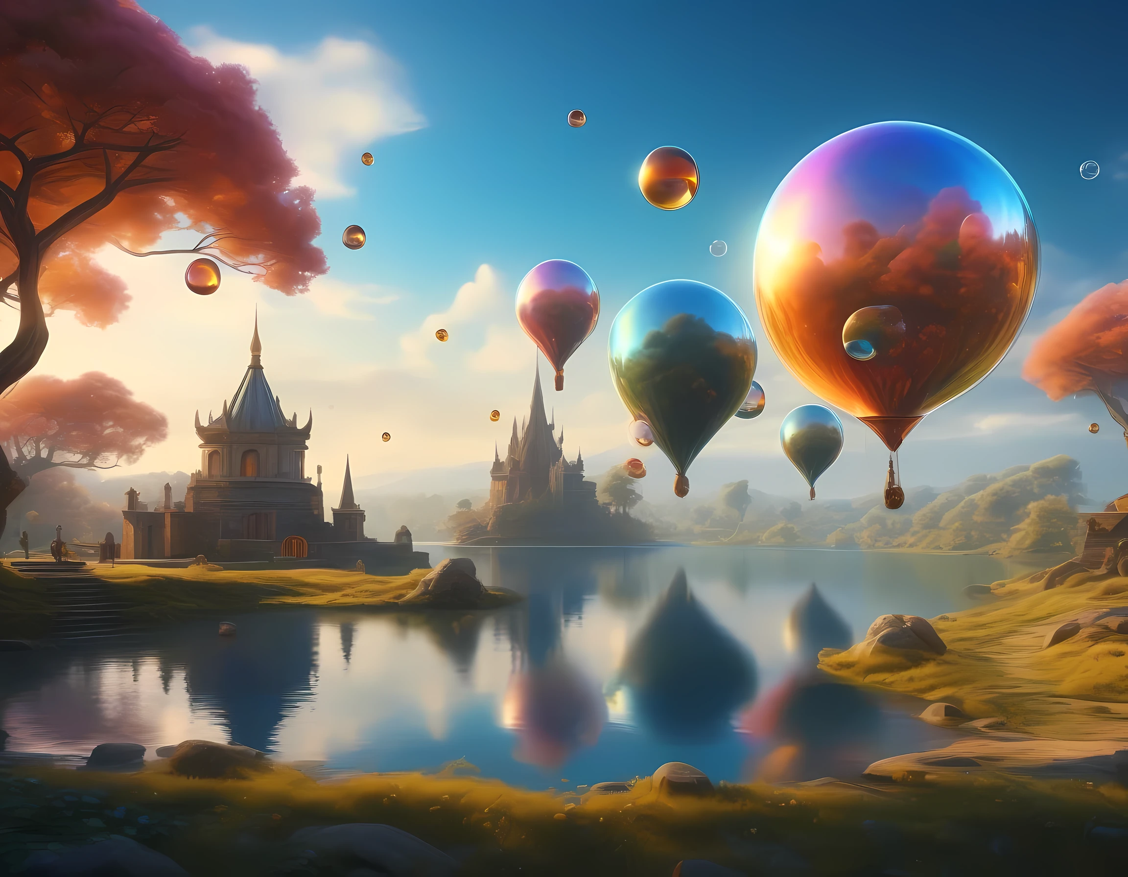 ((landscape)), dramatic angle, (((history))), history inside many floating bubbles, eras streaming, ancient, middle age, early modern, modern, future, fantastic images, flashback, beyond memories, eternal, ((photorealism, hyperrealism, RGB 32 bit, three-dimensional rendering)), ((masterpiece, best quality, ultra-detailed, an extremely delicate and beautiful)), ((extremely detailed CG unity 8k wallpaper)), ((award winning, ccurate, UHD, textured skin, chromatic aberration, perfect anatomy, golden ratio)), (concept art), (exquisite attention to detail), ((perfect_composition, perfect_design, perfect_layout, perfect_detail, ultra_detailed)), ((aesthetic harmony))