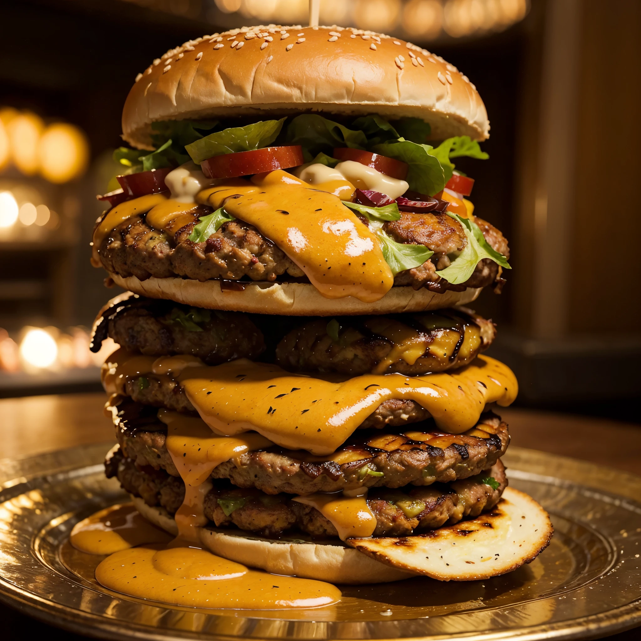 Feel the temptation in every layer, every detail meticulously assembled for a transcendental gastronomic experience. Imagine a soft bed of fresh, crisp lettuce, where two juicy 80-gram Angus beef burgers rest, masterfully grilled to ensure a juicy interior and a perfectly caramelized golden crust.
Now, add the irresistible creaminess of Polenguinho cheddar, slowly melting over the burgers, creating a symphony of intense and comforting flavors. And to bring everything together in sublime harmony, a generous layer of mayonnaise, which adds a silky texture and a touch of balanced acidity.
Each bite is an explosion of flavors, a sensorial journey that awakens the senses and makes the heart flutter with pleasure. This is not just a meal, it is a culinary work of art, a celebration of the finest ingredients, carefully selected and combined to create a unique and unforgettable experience. Allow yourself to surrender to this gastronomic temptation and let yourself be carried away by absolute delight.