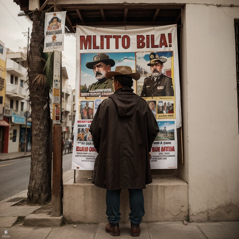 pancho villa viendo su cartel de se busca ,en estados unidos
