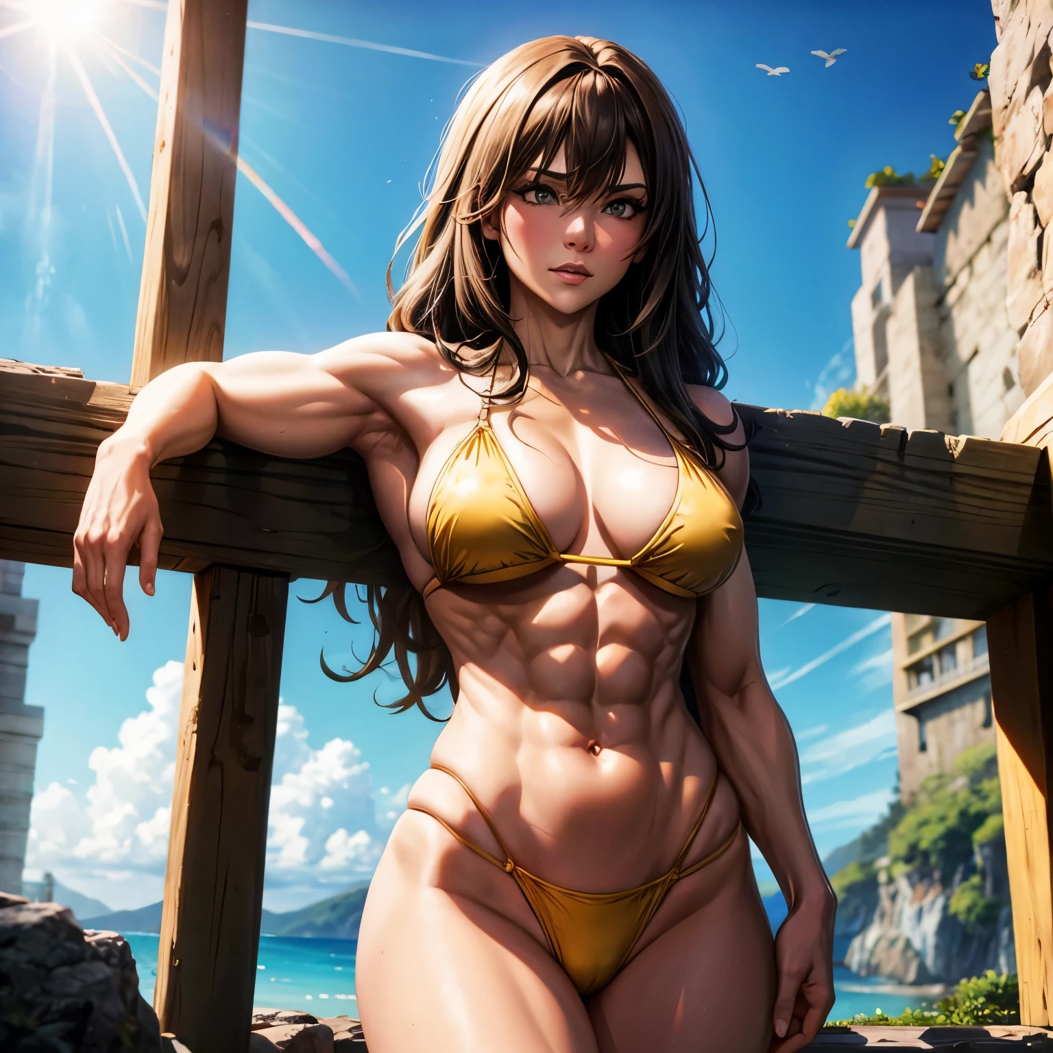 Muscular mary in bikini 