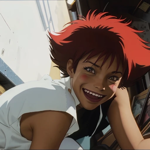 girl, Edward, Cowboy Bebop, 1980s (style), happy, best quality, masterpiece, very aesthetic, perfect composition, intricate details, ultra-detailed