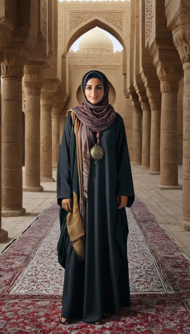 In the 11th century, a figure emerges in the Islamic history of Yemen, becoming an unforgettable leader. Meet Arwa al-Sulayhi. 32k uhd 5d ultra realistic cimenatic image, panoramic view.