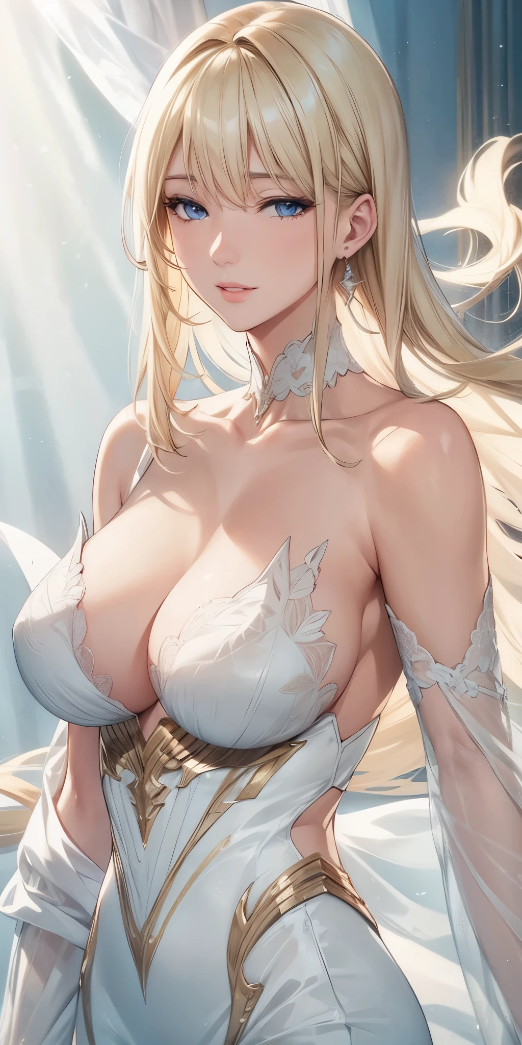 portrait realistic, blonde hair, big , 4k resolution, high quality cg, beautiful cg, soft light, 