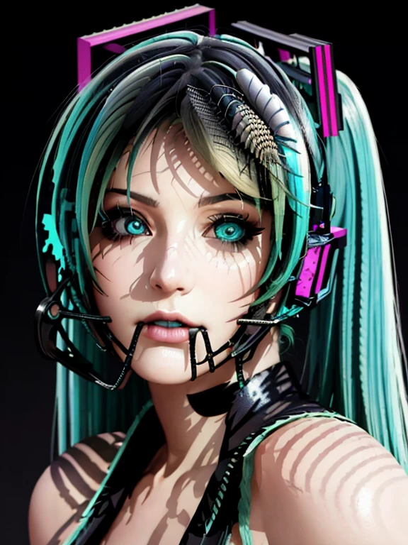 Anime, Girl, (((1girl))), (((Waifu, VOCALOID, Miku Hatsune Waifu))), What(((Long Hair, Twintails Hair))), ((Cyan Eyes eyes:1.3, Upturned Eyes: 1, Perfect Eyes, Beautiful Detailed Eyes, Gradient eyes: 1, Finely Detailed Beautiful Eyes: 1, Symmetrical Eyes: 1, Big Highlight On Eyes: 1.2)), (Detailed Body, (Detailed Face)), Face Close-up, Facing Front, Facing Camera, Young, (Best Quality), Shirt, Loose Skirt, Modest Clothing, Skin Covered, High Resolution, Sharp Focus, Ultra Detailed, Extremely Detailed, Extremely High Quality Artwork, (Realistic, Photorealistic: 1.37), 8k_Wallpaper, (Extremely Detailed CG 8k), (Very Fine 8K CG), ((Hyper Super Ultra Detailed Perfect Piece)), (((Flawlessmasterpiece))), Illustration, Vibrant Colors, (Intricate), High Contrast, Selective Lighting, Double Exposure, HDR (High Dynamic Range), Post-processing, Background Blur, Inky Shadows, Darker Shadows, Thick Shadows, High Quality Shadows, high detail, realistic, Cinematic Light, sidelighting, Lens Flare, Ray tracing, sharp focus,