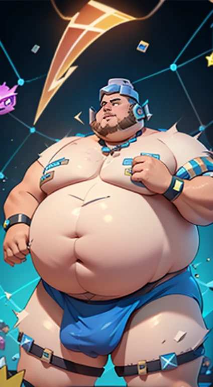 (((A fat man electric giant character from the super Cell game Clash Royale)))