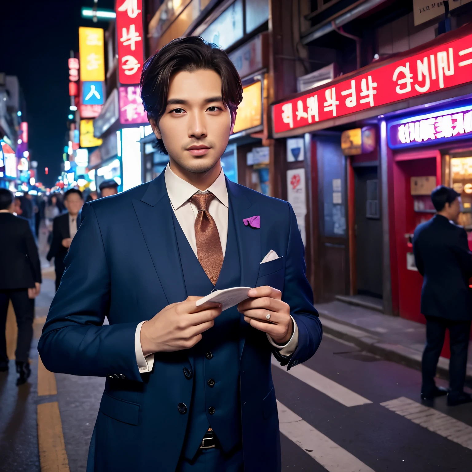 South Korea, Fortune Teller, Male, Love Affair, Answering Your Heart's Questions

Imagine a captivating scene in South Korea, where an enigmatic fortune teller, with piercing, intriguingly beautiful eyes, awaits a man on a dimly lit street corner. The teller's garb is traditional, a vivid contrast against the modern backdrop of neon city lights that flicker behind him.

The man, in his thirties, approaches with a mixture of excitement and uncertainty, his expression a testament to the weighty matters that occupy his heart. He is dressed in a modern business suit, impeccably tailored, every line a