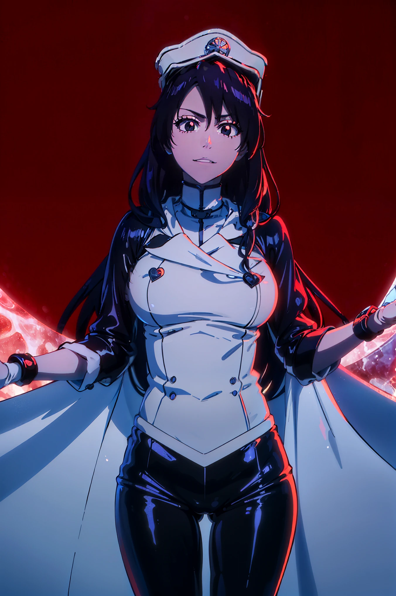 (best quality, masterpiece:1.2), realistic portrait of Chitanda Eru, with long flowing hair, closed mouth, and captivating big eyes, ((dressed in full tight black latex clothes)). She stands gracefully, looking at her outfit a bright smile. The picture showcases impeccable attention to detail, with ultra-detailed rendering of textures, vibrant colors, and sharp focus. The lighting accentuates the richness of the scene, creating a visually stunning and emotionally engaging masterpiece.