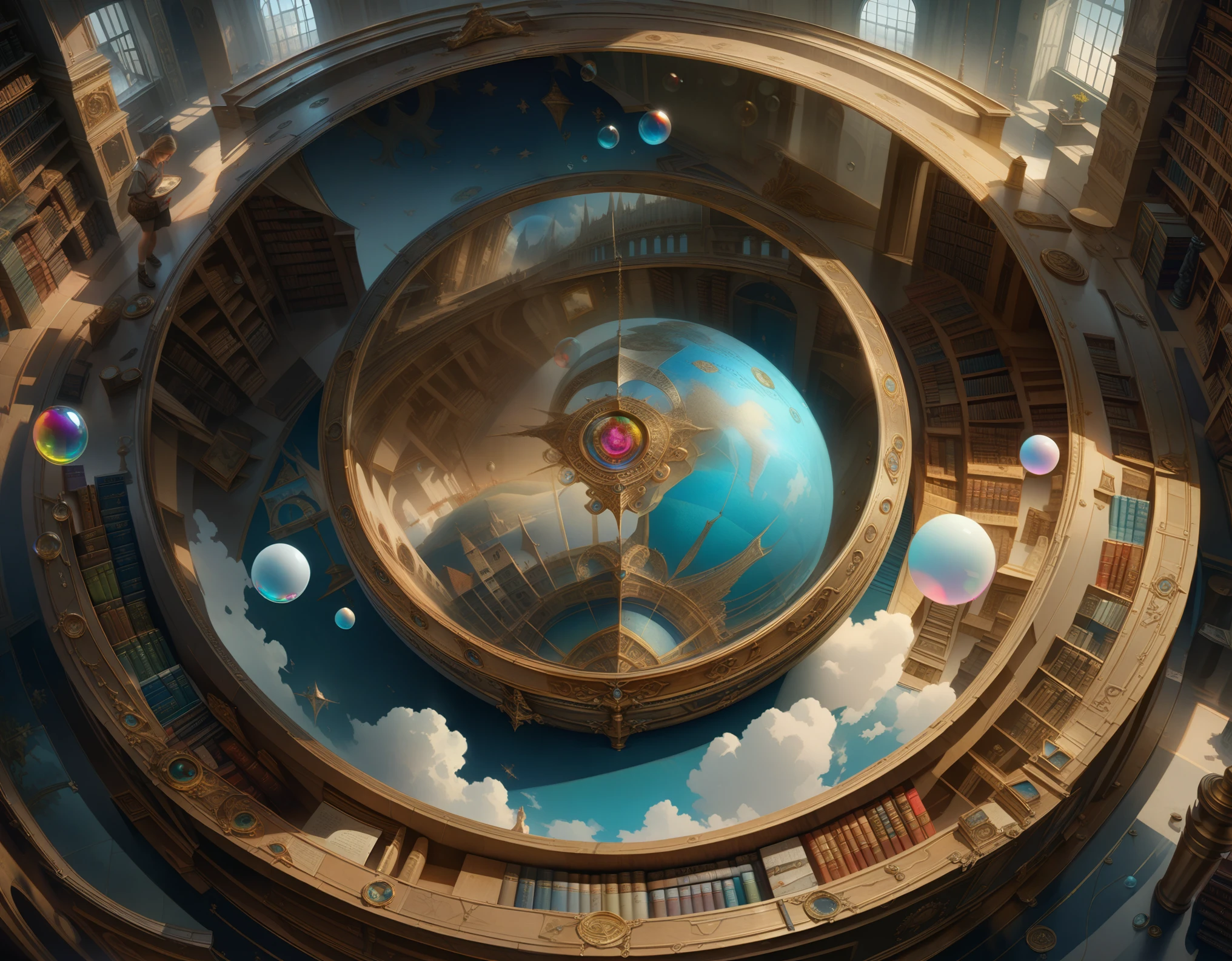 (((history))), history inside many floating bubbles, eras streaming, ancient, middle age, early modern, modern, future, fantastic images, flashback, beyond memories, eternal, library, ((photorealism, hyperrealism, RGB 32 bit, three-dimensional rendering)), ((masterpiece, best quality, ultra-detailed, an extremely delicate and beautiful)), ((extremely detailed CG unity 8k wallpaper)), ((award winning, ccurate, UHD, textured skin, chromatic aberration, perfect anatomy, golden ratio)), (concept art), (exquisite attention to detail), ((perfect_composition, perfect_design, perfect_layout, perfect_detail, ultra_detailed)), ((aesthetic harmony))