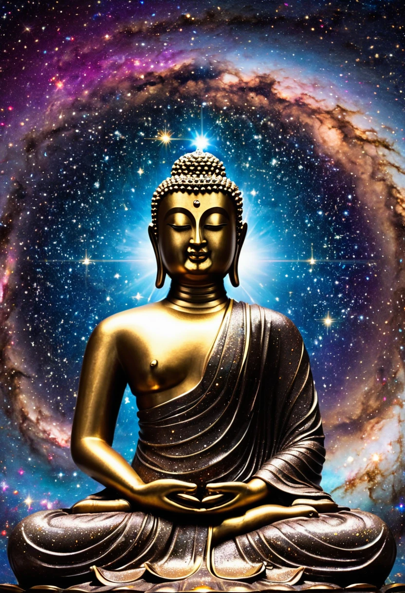 Heaven, moving stars, space, Buddha statue, third eye