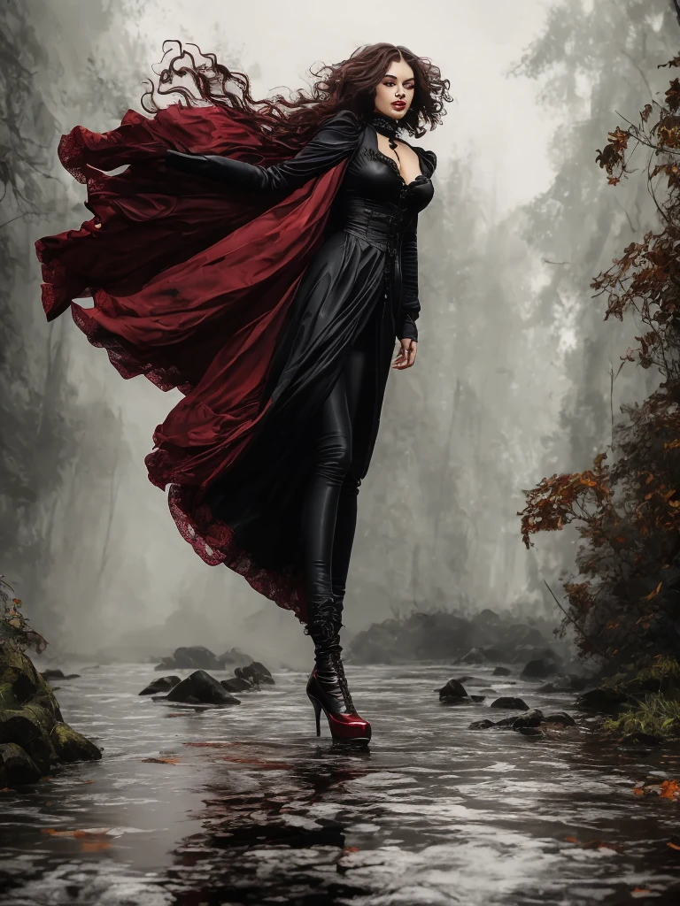 ((full body)) Victorian Hungarian black women Women of the 19th century, bright hazel eyes, Red lips, Nice features, perfect face, perfect hazel eyes, closed mouth, Wadim Kashin, James gurney, ink, Splash Art", Amazing beauty, Royo, after sexing, Super detailed splash art modern European ink painting, masterpiece, ultra HD
