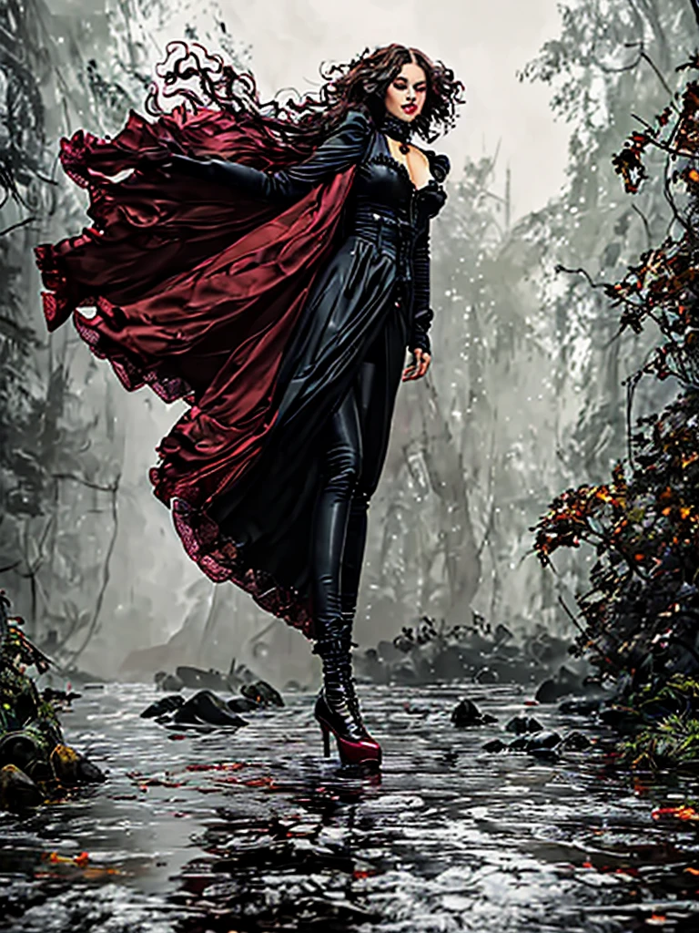  ((full body)) Victorian Hungarian black women Women of the 19th century, bright hazel eyes, Red lips, Nice features, perfect face, perfect hazel eyes, closed mouth, Wadim Kashin, James gurney, ink, Splash Art", Amazing beauty, Royo, after sexing, Super detailed splash art modern European ink painting, masterpiece, ultra HD