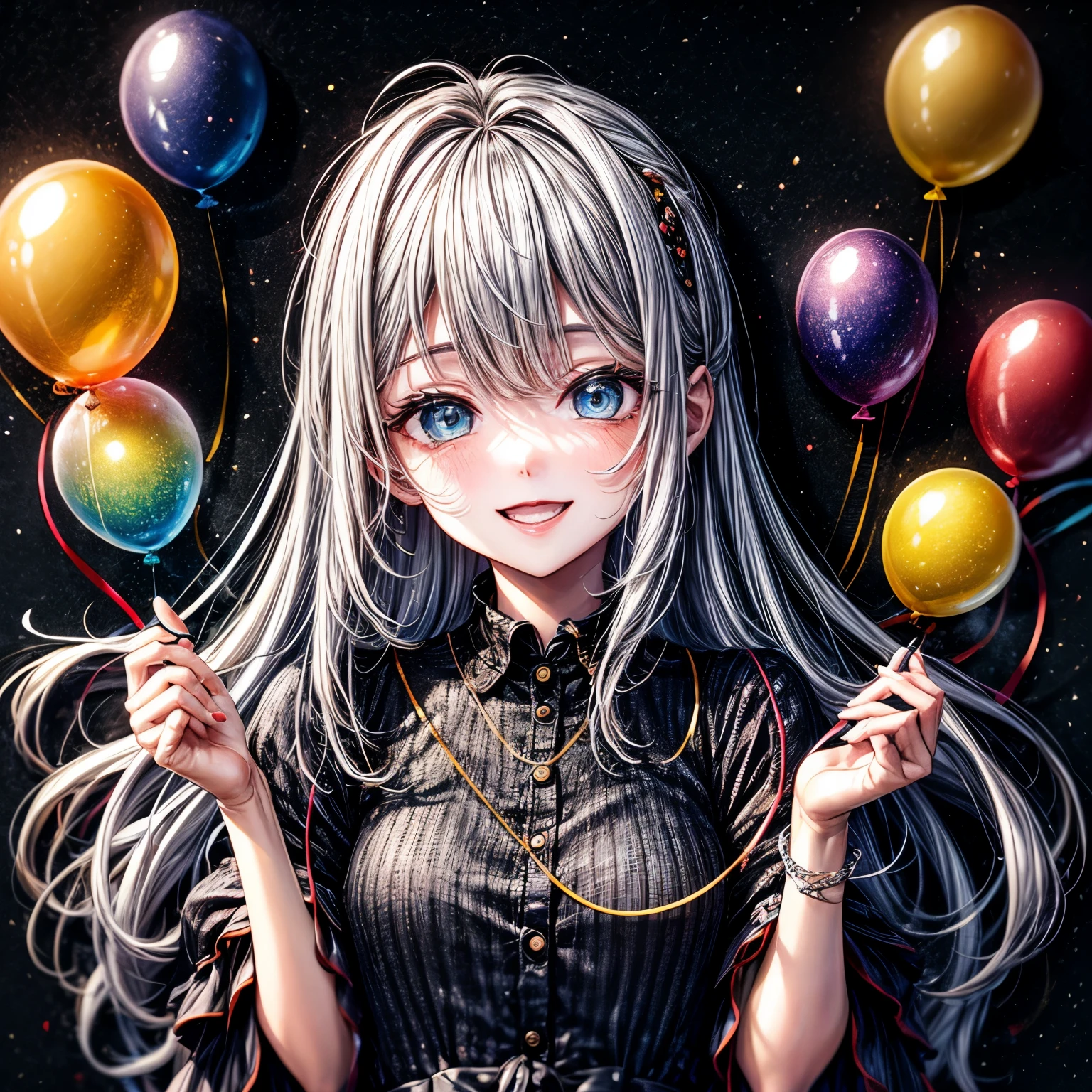 ((最Low quality、Low quality))、Matepiece、Highest quality、Super detailed、masterpiece、face focus、17-year-old beautiful girl、solo、(Beautiful Eyes:1.4)、Fuller lips、Bunny girl、Playboy Bunny、Long silver hair、(The best smile:1.2)、（Have a birthday cake:1.2)、(Background with many flying balloons:1.2)、Balloon effect🎈、masterpiece、32k、
information
