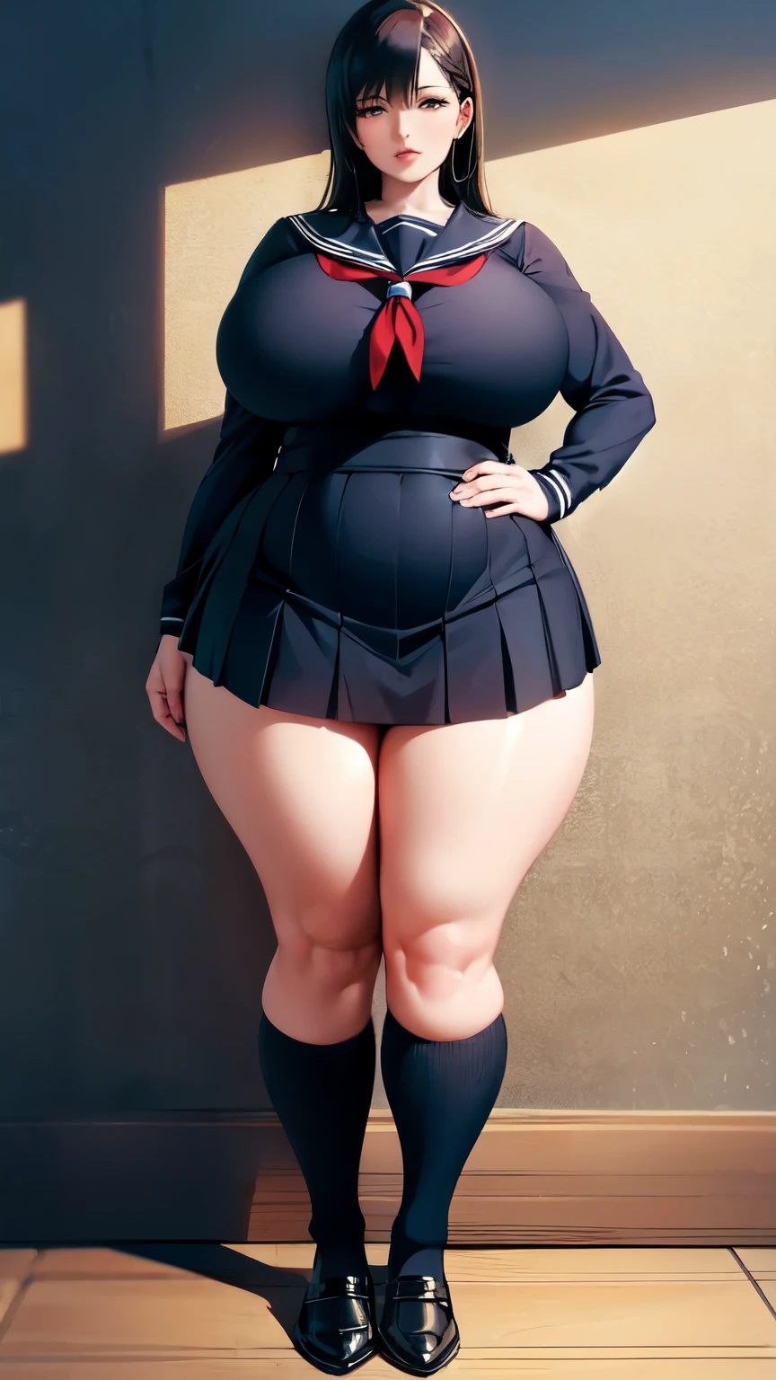 huge , big hips,full body shot, mature , Whip whip lower body, plump thighs, plump calves, bewitching mature woman,ct body, plus size model,high school girl,sailor suit, skirt is short,Mature woman wearinor suit,