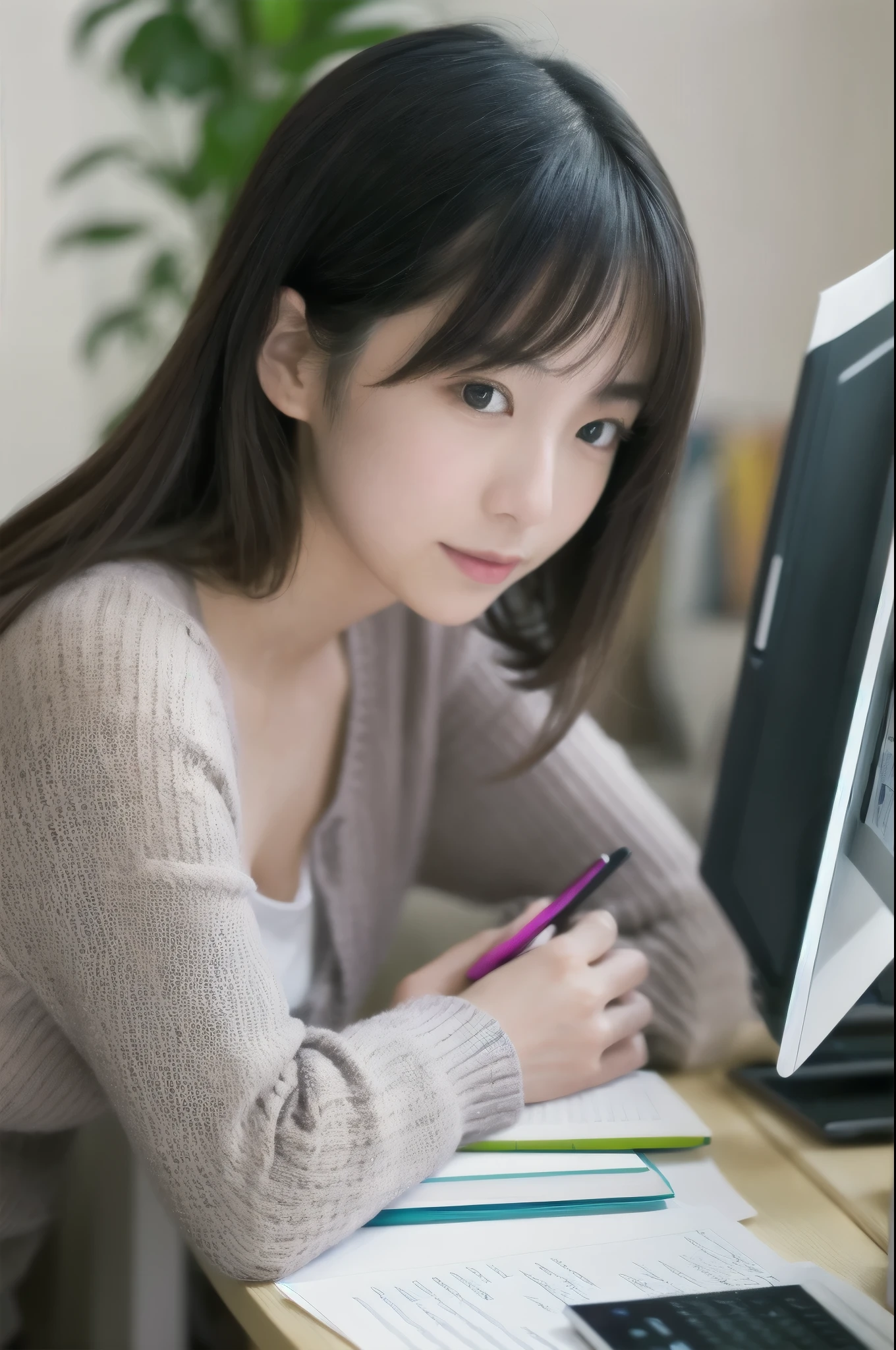 A Japanese woman in her 20s、Image of working from home office ,