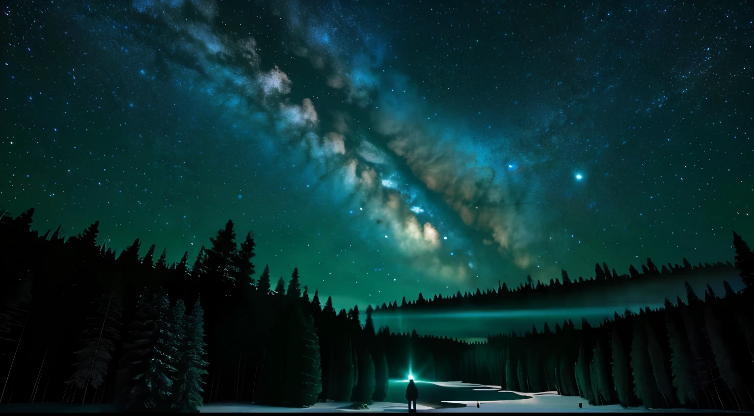 Hyperrealistic illustrations , Otherworldly, Ultra Sky Scene,The whole body is covered with giant crystal trees.,Very detailed and magical lighting, Intricate forest details, Surrounding vegetation and river, solar punk ,landscape, huge tree, Beautiful green leaves,Beautiful lighting and realistic proportions, Like a movie background, 8k, highest quality, masterpiece, Sky with clouds and stars. Milky Way, flowers and trees