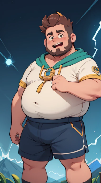 (((A fat man electric giant character from the super Cell game Clash Royale))) arte conseitual hiper detalhada, arte premiada, fine and precise character construction. Obra prima. Ultra detalhada a imagem em 8k. The minute details of the image make it even more incredible to the viewer.                   sentido muito prazer, corpo muito suado, extreme sweating on the body gesturing talking expressing oneself with the hands. Big tongue laughing. Genital Masculino tamanho largo exagerado GG comprido e norme .Genital Masculino tamanho hiper longo, genital Masculino tamanho Gigantescos, genital Masculino tamanho anormal, genital Masculino super comprido, Grande porra, Gozar muito, Goza ).                   ejaculando exageradamente, Gozando sem limites, Jorrando jatos de esperma da glande peniana, 