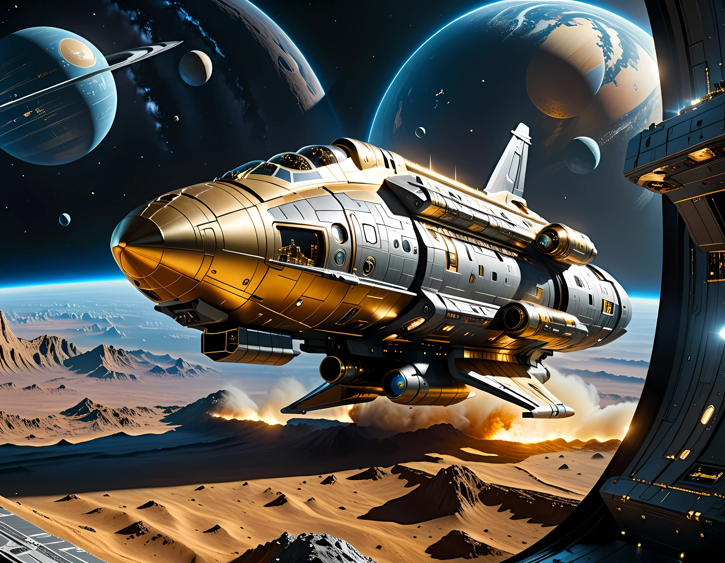 ((landscape)), Age of Discovery in space era, flagship, star fleet, warp, filled with dreams, advanced technology, near future, dramatic angle, beautiful scene, 32k, ((photorealism, hyperrealism, three-dimensional rendering)), ((masterpiece, best quality, ultra-detailed, an extremely delicate and beautiful)), ((extremely detailed CG unity 8k wallpaper)), ((award winning, ccurate, UHD, textured skin, chromatic aberration, perfect ???????, golden ratio)), (concept art), (exquisite attention to detail), ((perfect_composition, perfect_design, perfect_layout, perfect_detail, ultra_detailed)), ((aesthetic harmony))