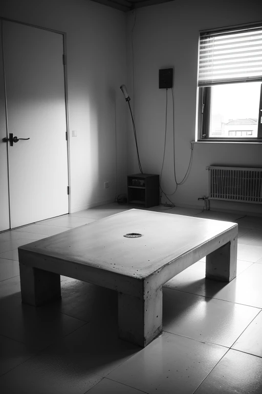 concrete、Square room、Black and white photography