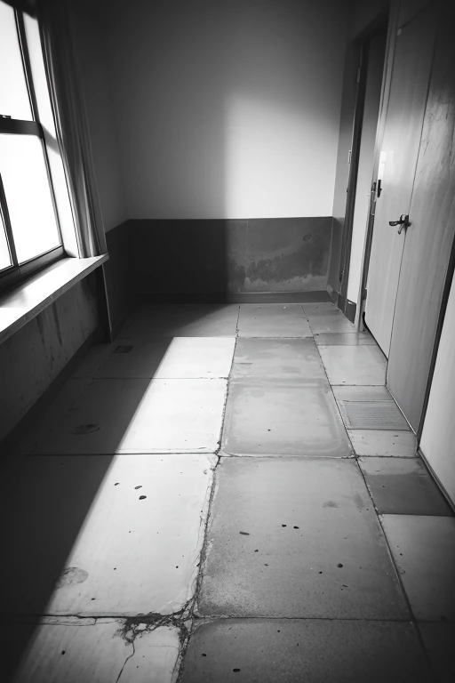 concrete、Square room、Black and white photography
