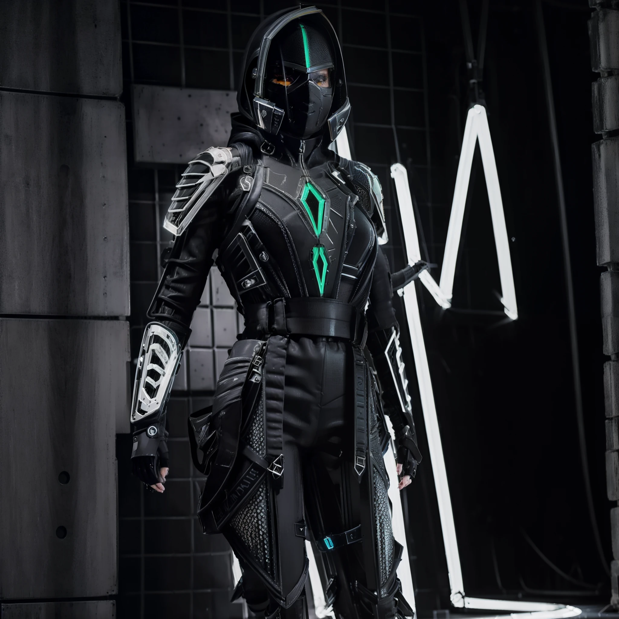 Garota dos Cavaleiros Arkadianos (obra de arte), Melhor qualidade, olhos expressivos, (((in hyper-realistic, detailed sci-fi jumpsuit with black neon lighting, branco & armadura dourada, Ethereal Aesthetic Style))) Korean beauty idol, intrincado beleza perfeita rosto bonito, olhos afiados detalhados, cabelo hiper realista e detalhado, (((From the face to the waist))), (((beleza forma fina))), 4K, Ultra HD