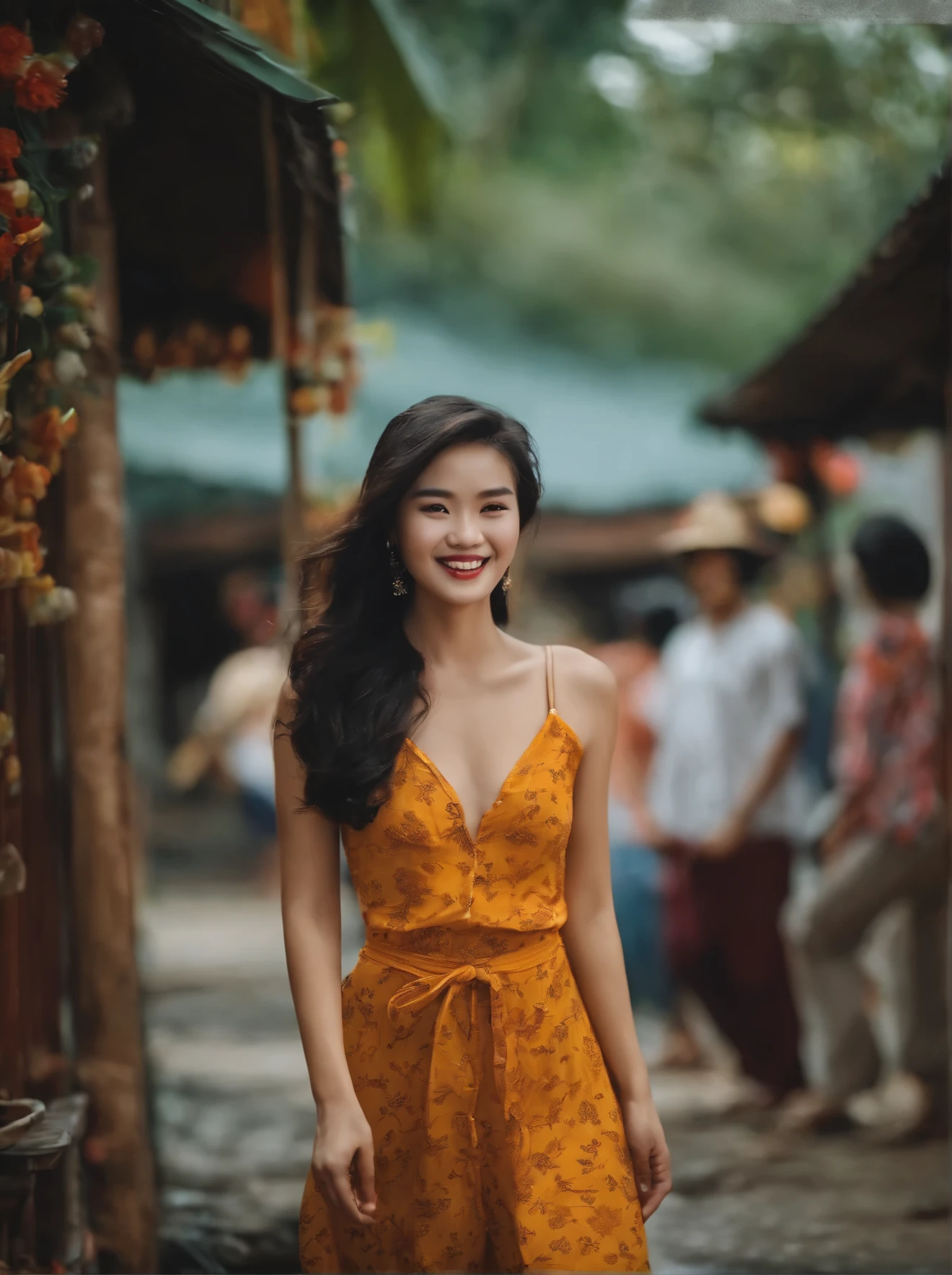 Vietnam people、Perfect beautiful girl、Sexy underwear、Turning around and smiling,Whole heart