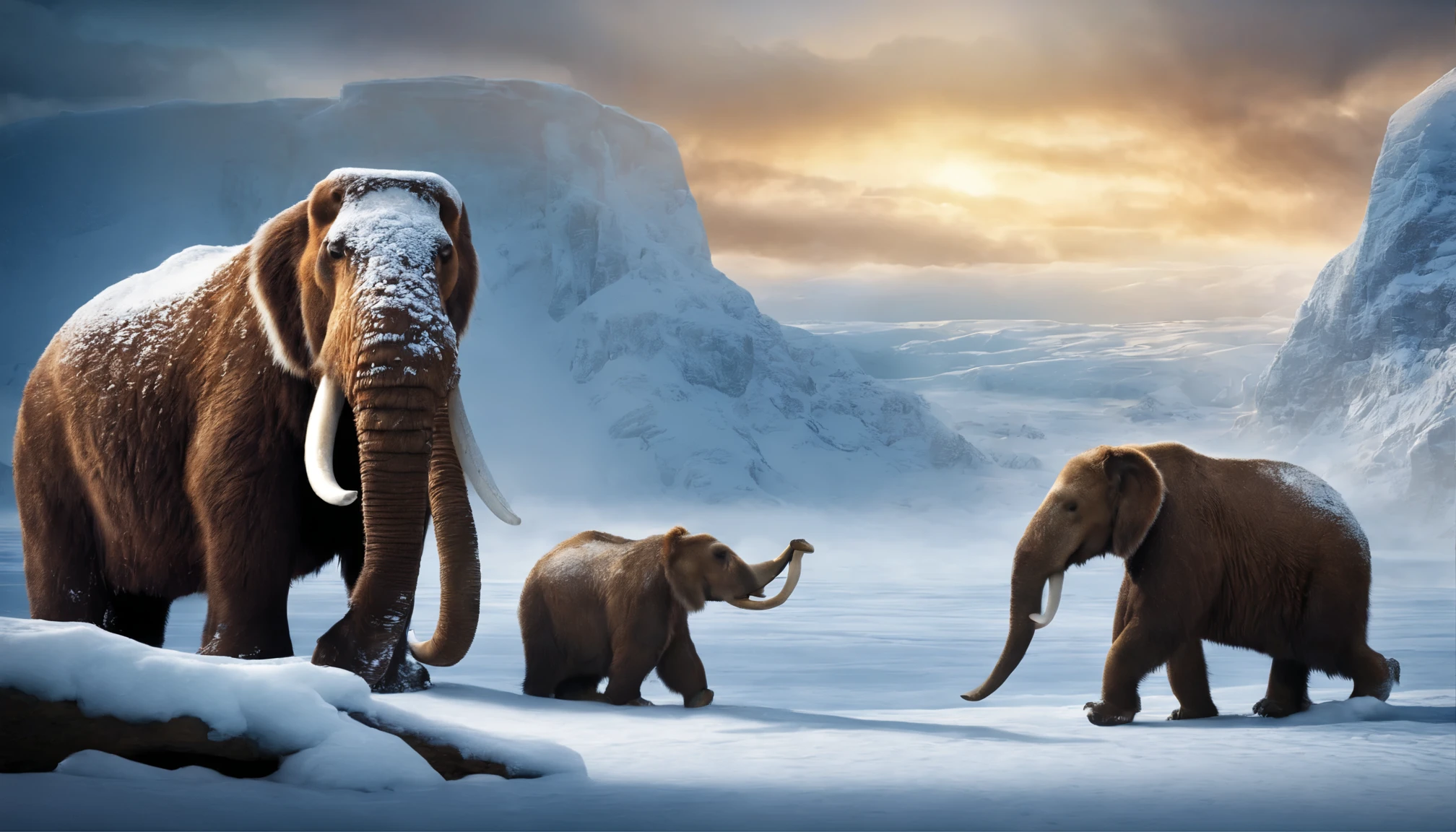 ice age megafauna, epic, landscape, intricate detail, best quality, DSLR