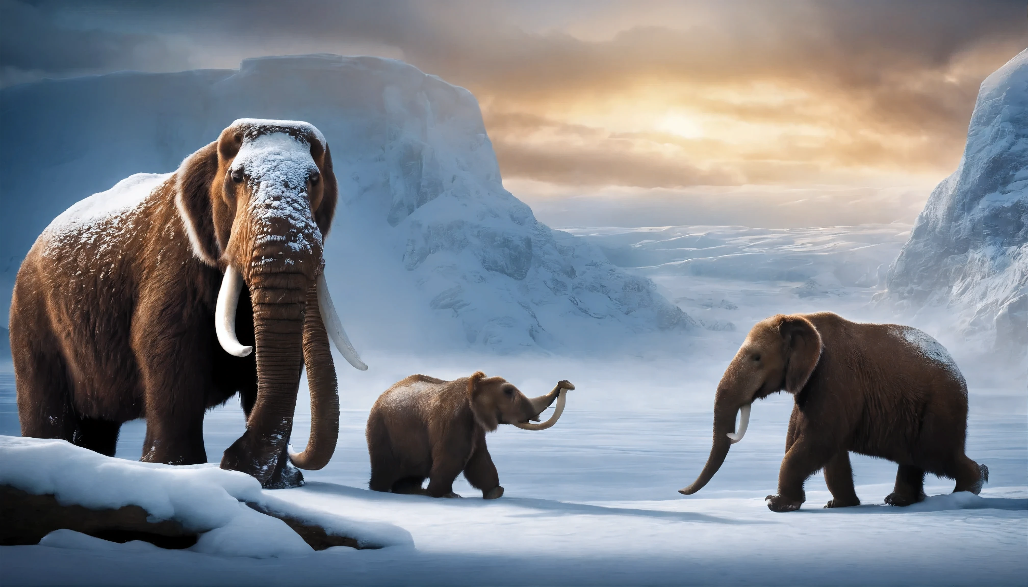 ice age megafauna, epic, landscape, intricate detail, best quality, DSLR