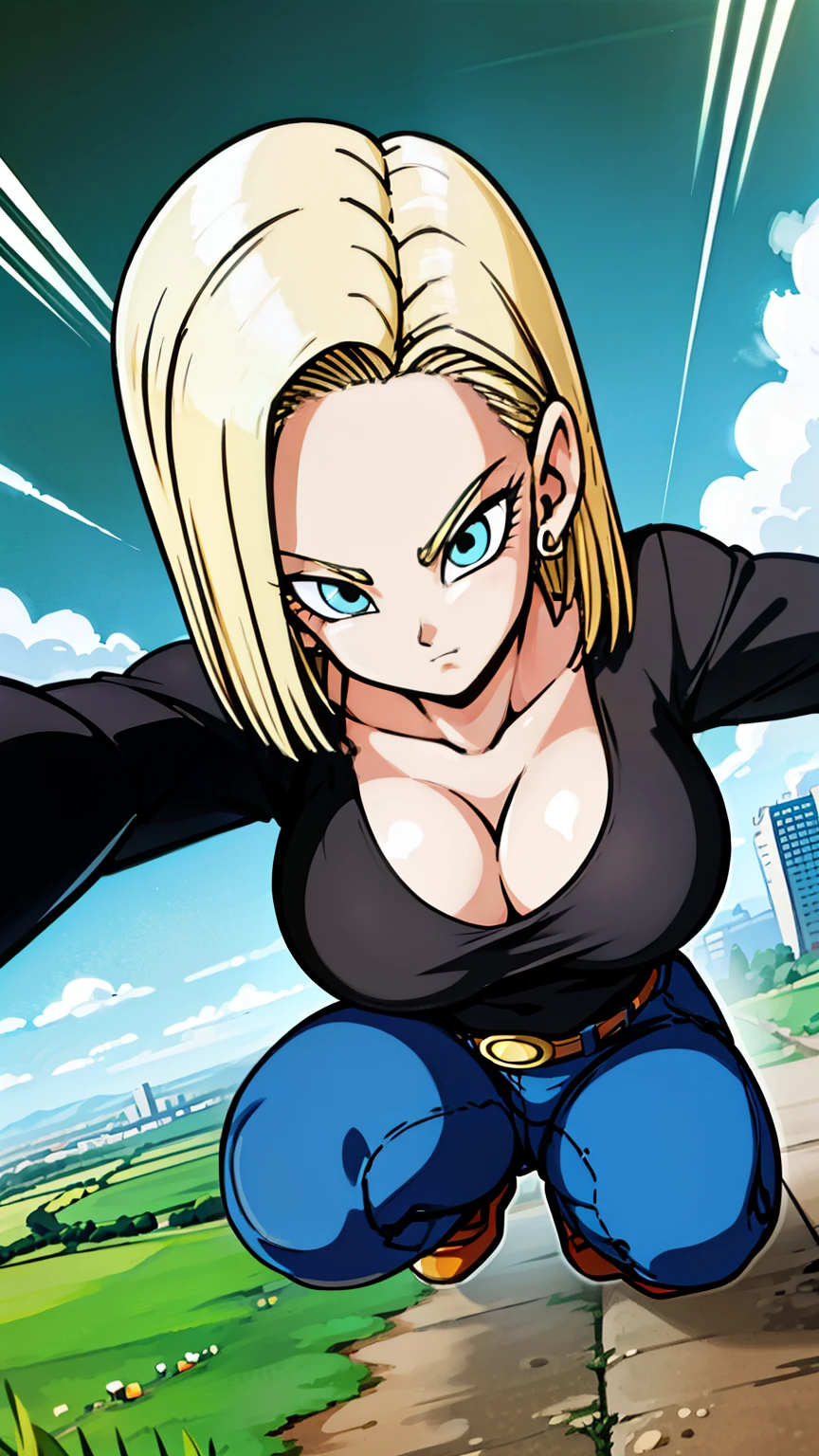 masterpiece, detailed face,
android 18, classic look, 1girl, solo, looking at viewer, short hair, blue eyes, blonde hair, collarbone,
standing, arms by side, angry, cowboy shot,
fire, smoke, ruined city, wet hair, rain,
bare shoulders, hoop earrings, belt, denim skirt, black pantyhose, ((topless))