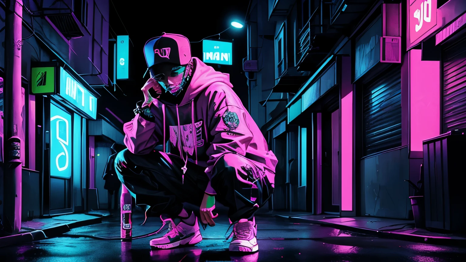 raper, no Drip, Neon, moda, rap album cover