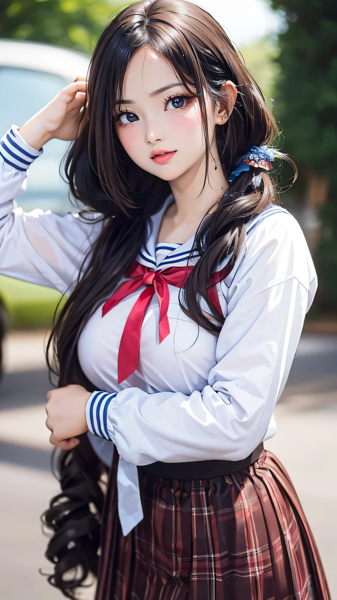 high school girl,(random pose),(Thin type),(large breasts),(random hairstyle),(Highest image quality, (8K), Ultra-realistic, Best Quality, High quality, High Definition, high quality texture, high detailing, Beautiful detailed, fine detailed, extremely details CG, Detailed texture, realistic representation of face, masterpiece, presence)