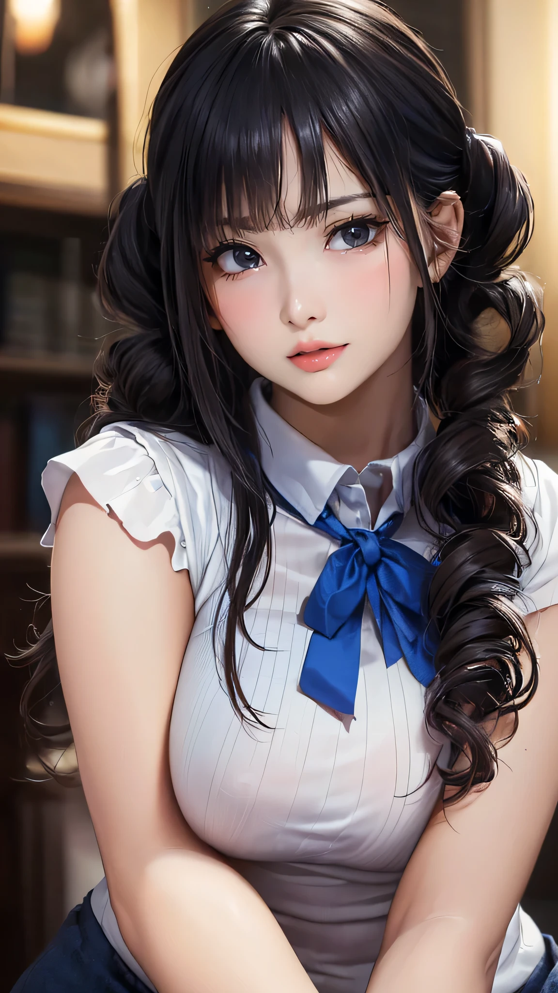 high school girl,(random pose),(Thin type),(large breasts),(random hairstyle),(Highest image quality, (8K), Ultra-realistic, Best Quality, High quality, High Definition, high quality texture, high detailing, Beautiful detailed, fine detailed, extremely details CG, Detailed texture, realistic representation of face, masterpiece, presence)